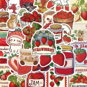 💵3/20$ Red and Green Strawberry Design Stickers (pack of 15)